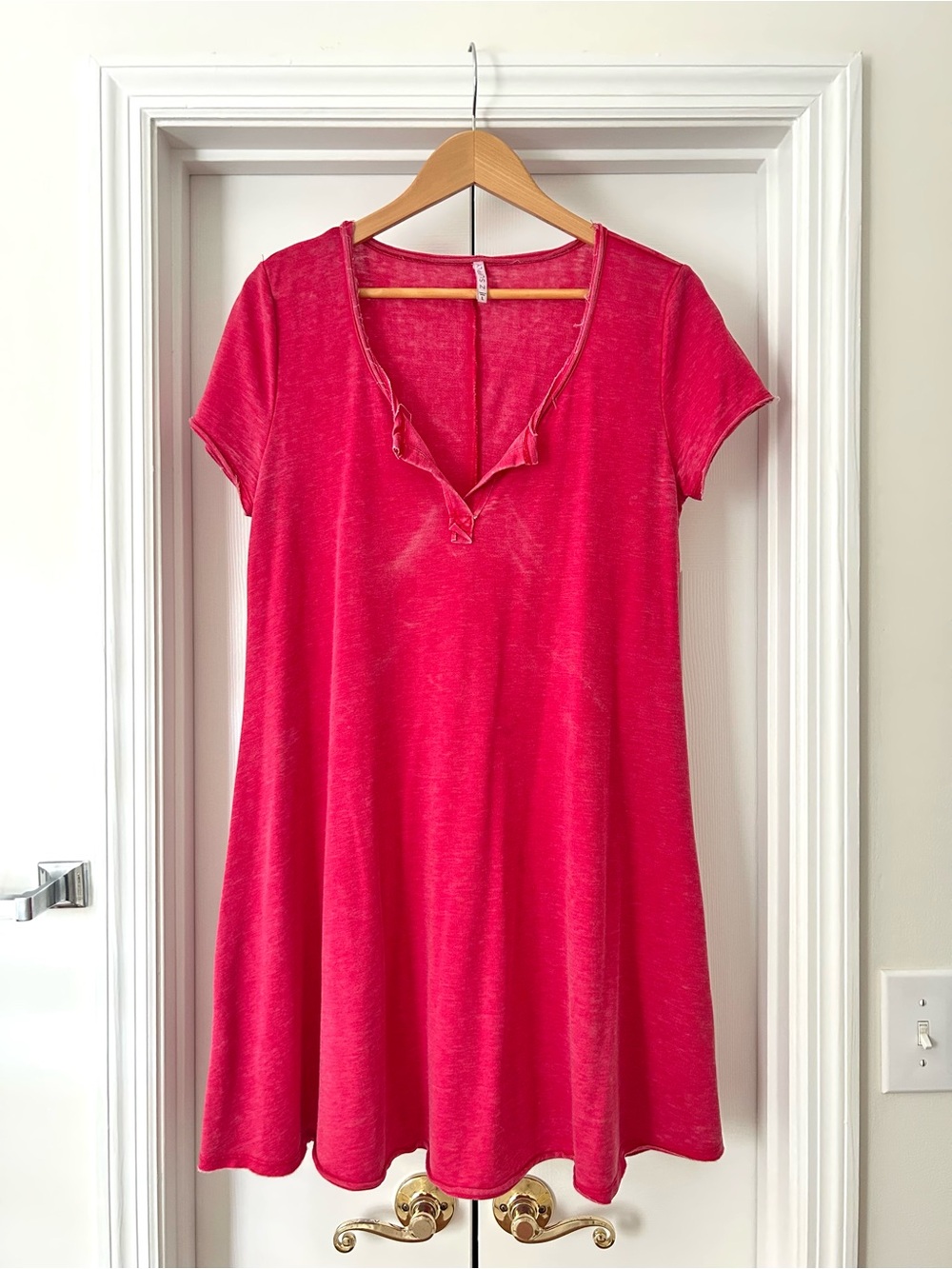 Z Supply Red/ Garnet Short Sleeve Mini Dress